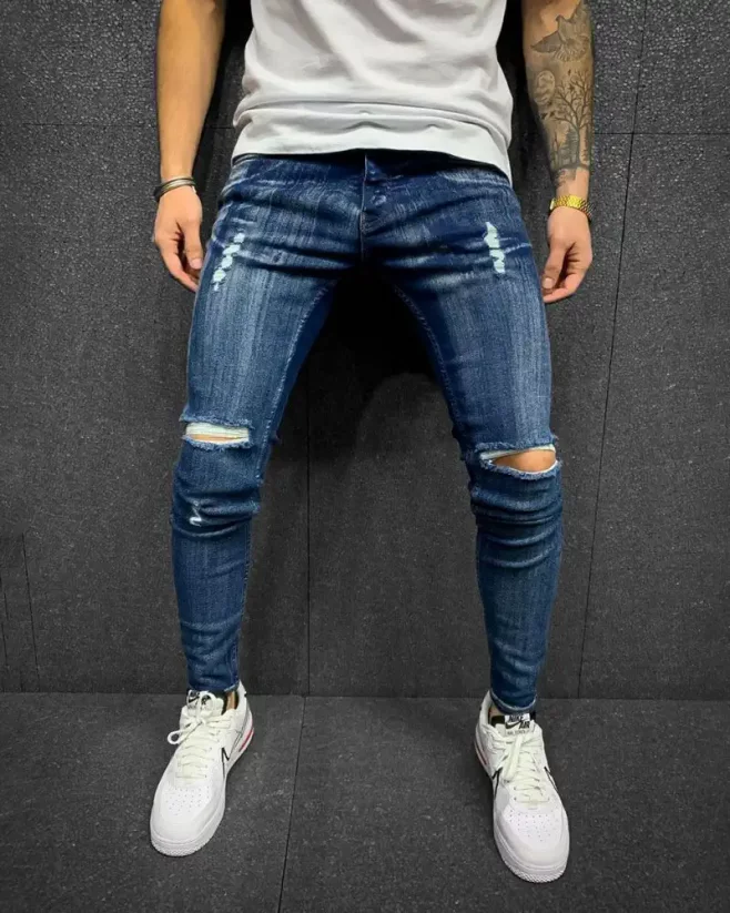 Roztrhané modré pánské džíny 2Y Premium Cash