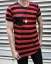 Men's striped t-shirt with a pocket black-red OT SS
