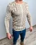 Beige men's sweater with LAGOS North pattern - Size: L
