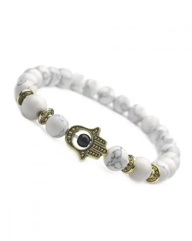 Elegant men's bracelet with howlit stones and gold accessories - Size: Univerzálna