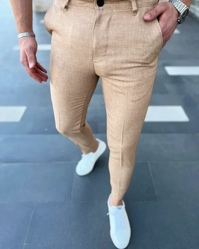 Hnedé pánske elegantné nohavice DJP67