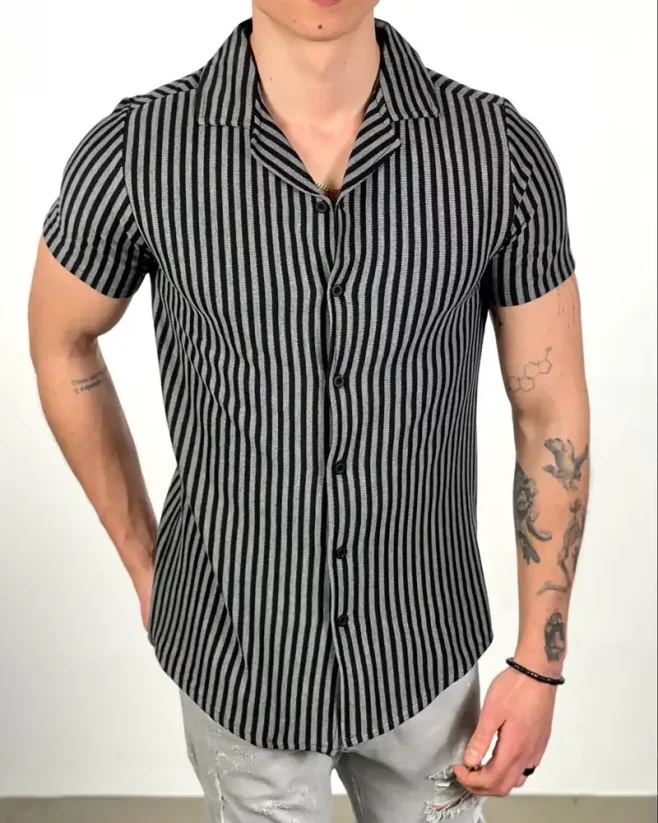Čierno-šedá pánska košeľa Lagos - Veľkosť: M