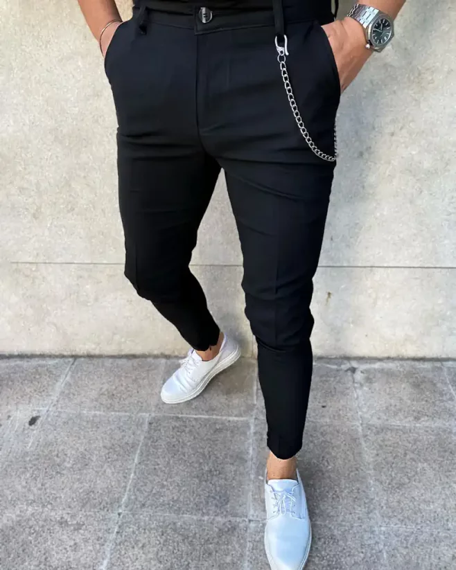 Pánské elegantní SKINNY kalhoty černé DJP27