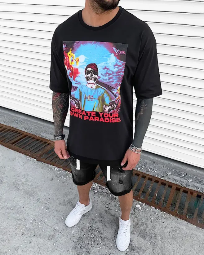 Men's black T-shirt Black Island Paradise