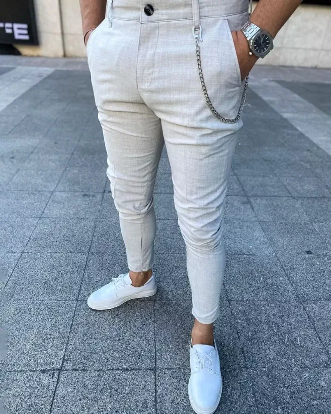 Pánske elegantné SKINNY nohavice sivé DJP31