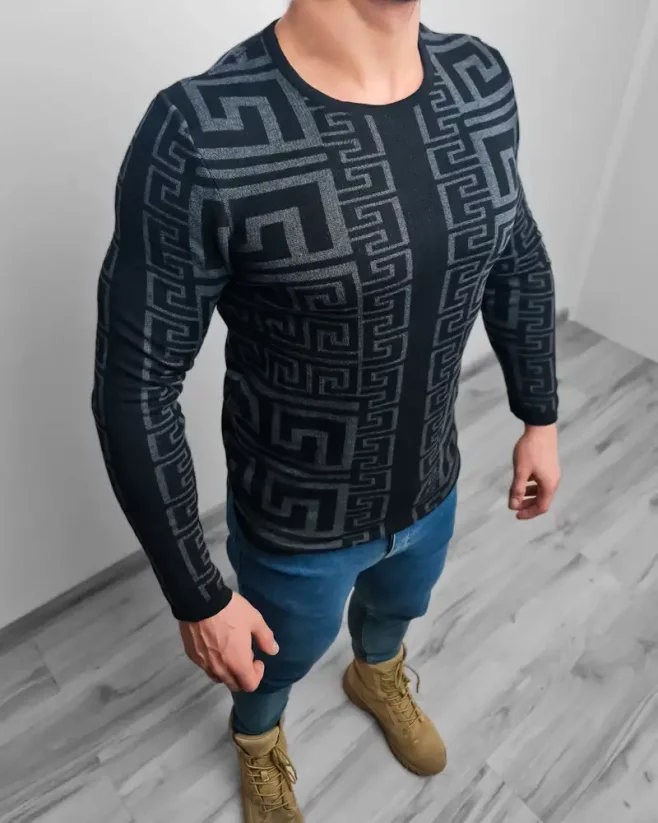 Black-grey men's sweater with pattern LAGOS North