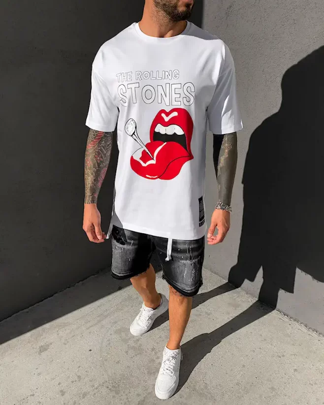 Men's white T-shirt Black Island Rolling Stones - Size: S