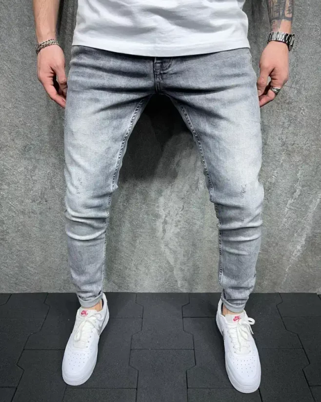 Světlo-šedé pánské džíny 2Y Premium Hacker