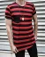 Pánske pruhované tričko s vreckom čierno-červené OT SS - Vyberte si veľkosť: M