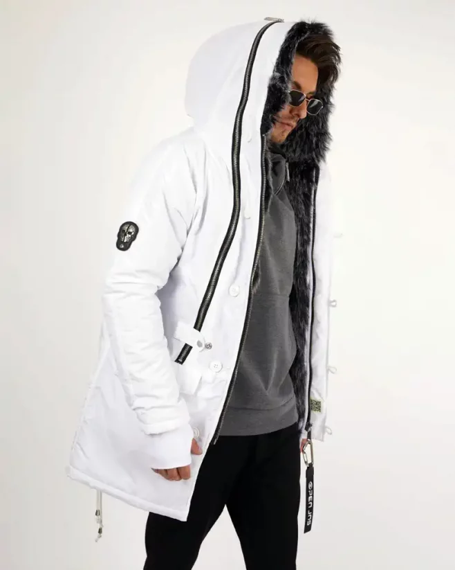 Stylish men's winter jacket white OJ Legend - Size: S