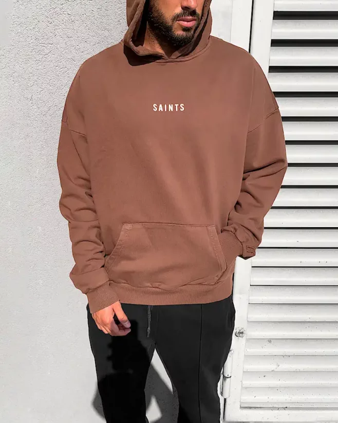 Men's brown hooded sweatshirt Black Island Saints