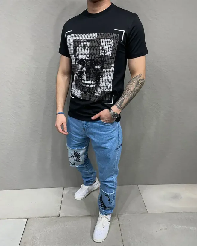 Čierne pánske tričko 2Y Premium Skull