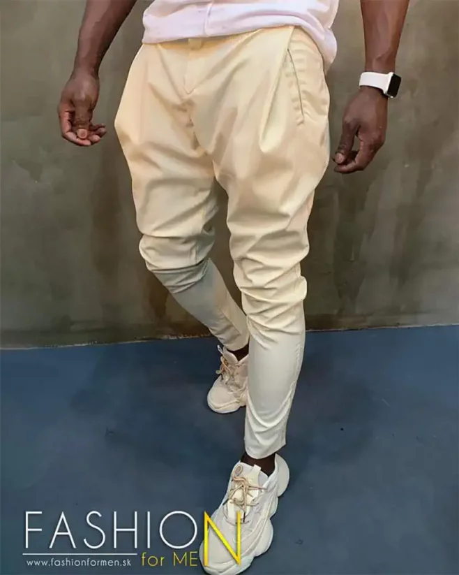 Uniquely stylish men's beige pants DJP91 - Size: 31