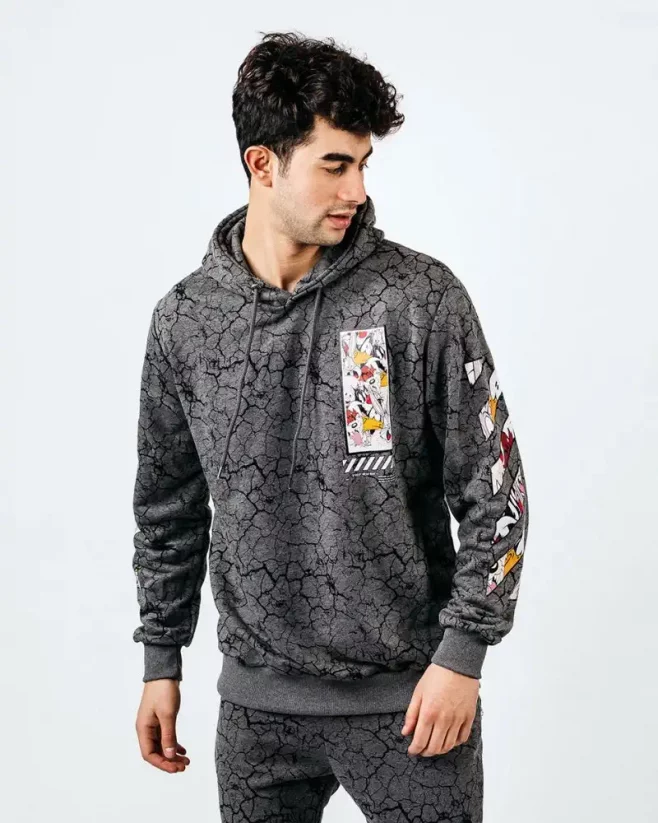 Gray men's hooded sweatshirt OX Story - Size: M
