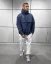 Men's puffer winter bomber jacket Black Island blue - Size: M
