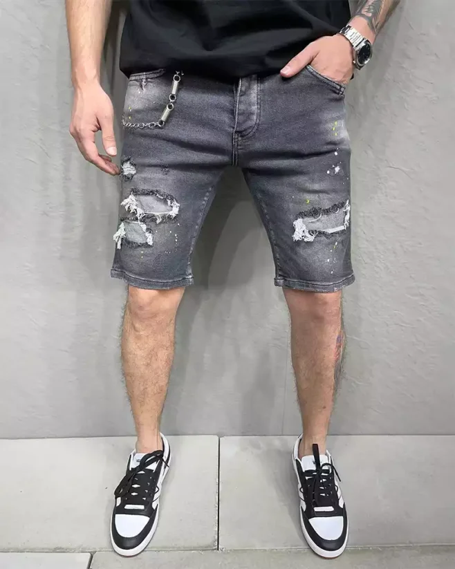 Šedé pánske rifľové kraťasy 2Y Premium Wonder - Veľkosť: 31