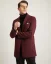Men's winter coat with a sharp collar burgundy