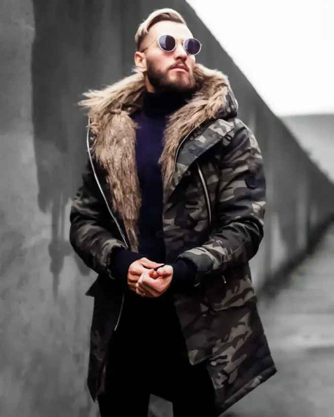 Maskáčová pánska zimná bunda parka zelená OJ Legend - Veľkosť: S