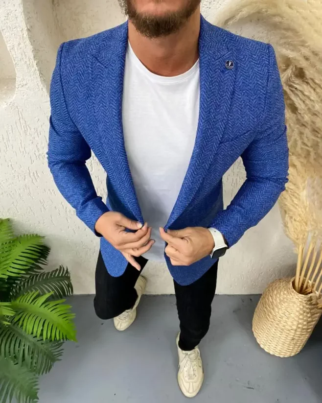 Elegant men's jacket HQ070 blue
