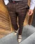 Luxusné pánske kárované nohavice hnedé DJPE01 Exclusive