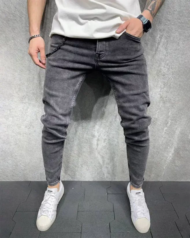 Pánské šedé džíny s řetízkem 2Y Premium Rope