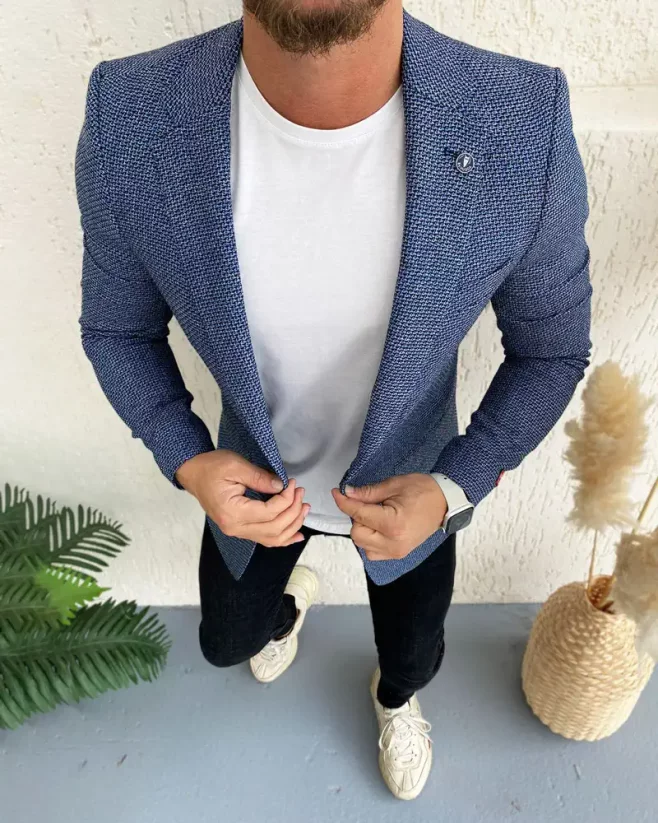 Elegant men's jacket HQ060 light blue