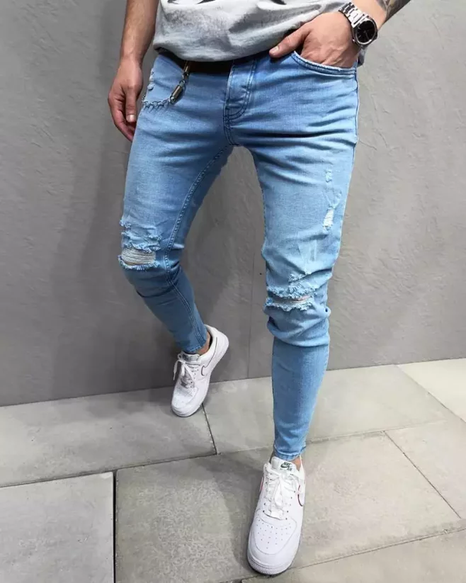 Světle-modré pánské džíny 2Y Premium Partner