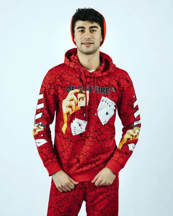 Red men's tracksuit set OX Cards - Size: M