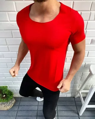 Jednoduché červené pánské tričko Lagos