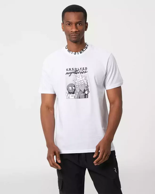 White men's t-shirt Mysteries - Size: XL