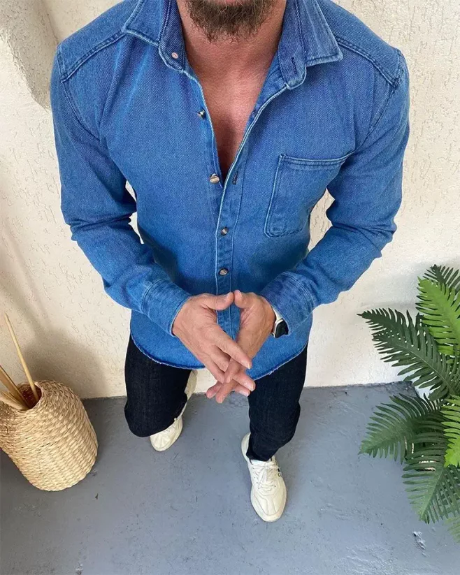 Modrá pánská džínová košile Line