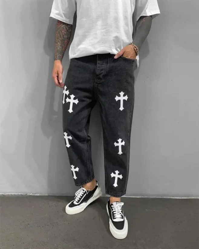 Pánské černé džíny Black Island Cross