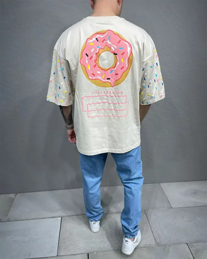 Beige men's t-shirt 2Y Premium Donut - Size: M