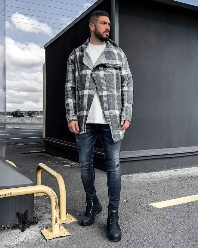 Men's poncho Black Island gray