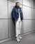 Men's puffer winter bomber jacket Black Island blue - Size: M