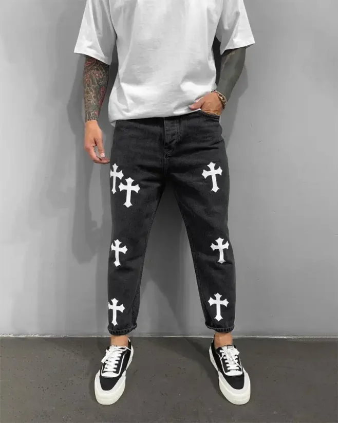Pánské černé džíny Black Island Cross