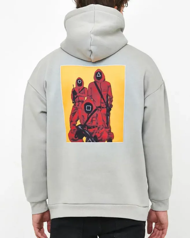 Grey men's hooded sweatshirt Squid Game - Size: M