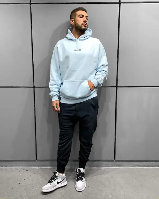 Men's blue hooded sweatshirt Black Island Saints