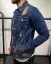 Torn men's denim jacket dark blue DR Feeling