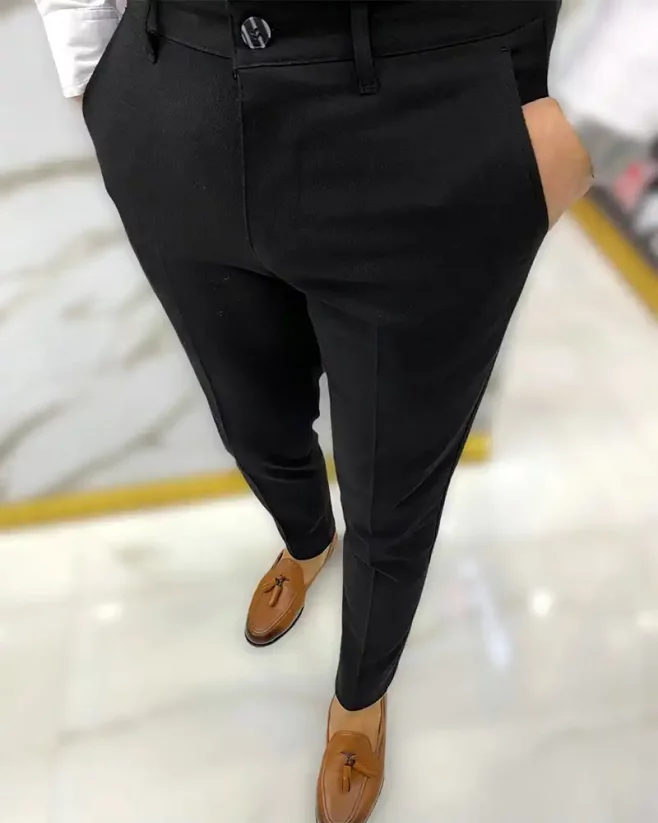 Elegantní pánské kalhoty černé DJP12