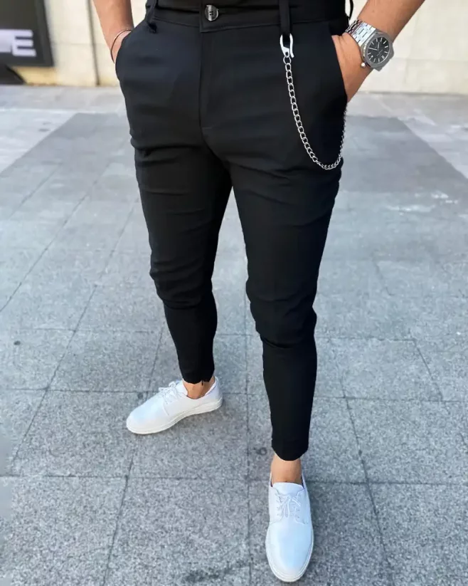 Men's elegant SKINNY pants black DJP27