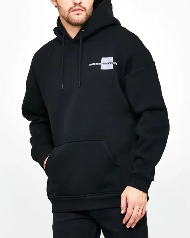 Black men's hooded sweatshirt Time - Size: S