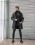 Stylish men's black leatherette coat OJ Boss