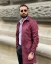Elegant men's coat - burgundy trench coat DJP21