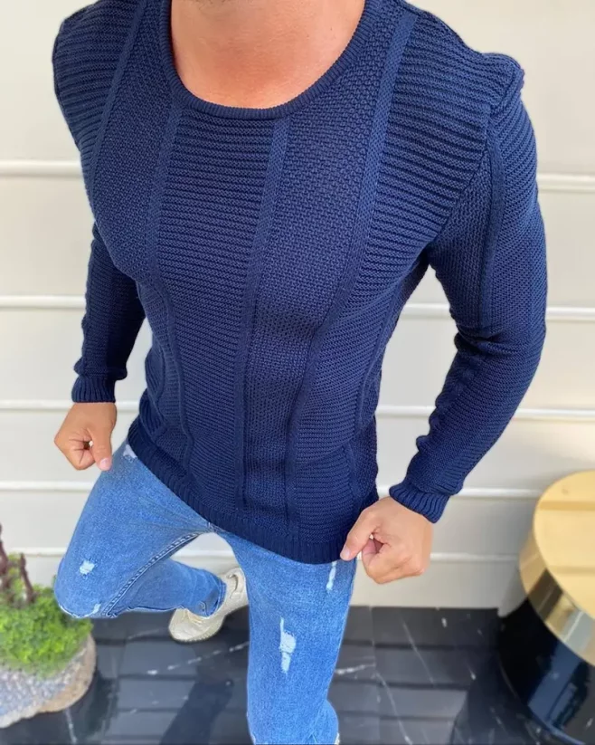 Dark blue men's patterned sweater LAGOS Name - Size: M