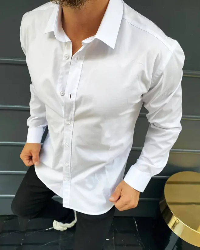Elegant men's shirt white Side - Size: XXXL