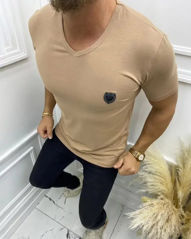 Jednoduché pánské béžové tričko Lagos