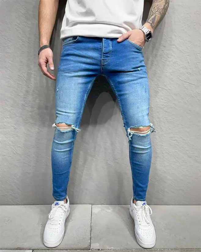 Modré pánské roztrhané džíny 2Y Premium Desire