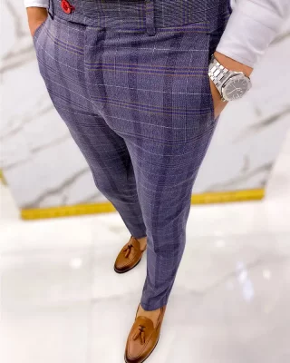 Luxusní pánské kárované kalhoty DJPE82 Exclusive