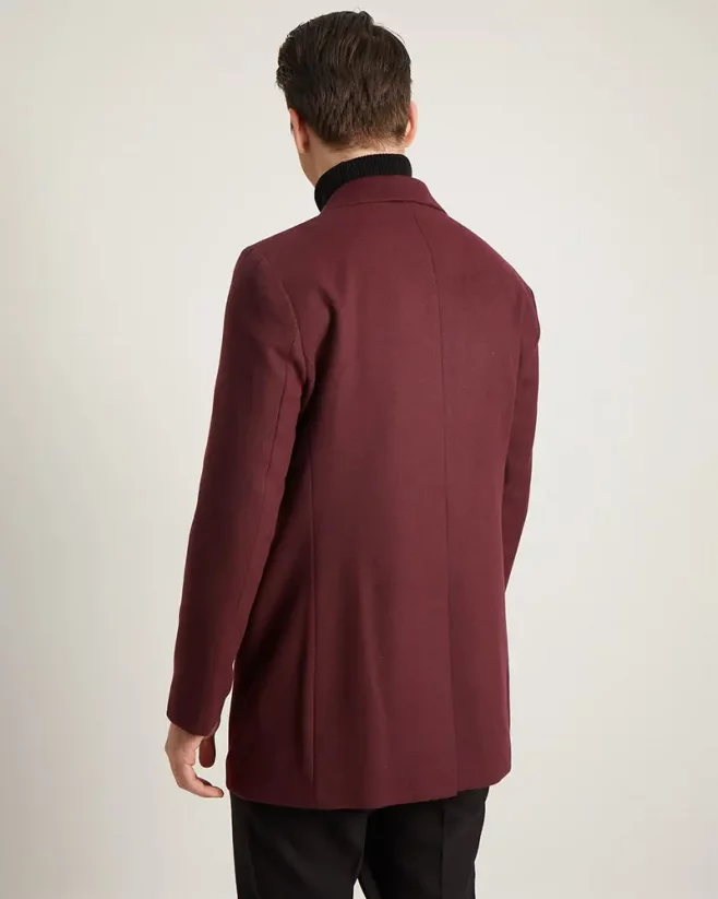 Jedinečný pánsky zimný kabát sharp collar bordový - Veľkosť: 50 (M/L)